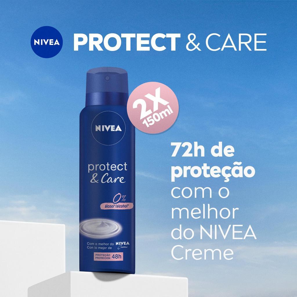 Pack Desodorante Antitranspirante Aerossol 48h Nivea Protect Care 2 Unidades 150ml