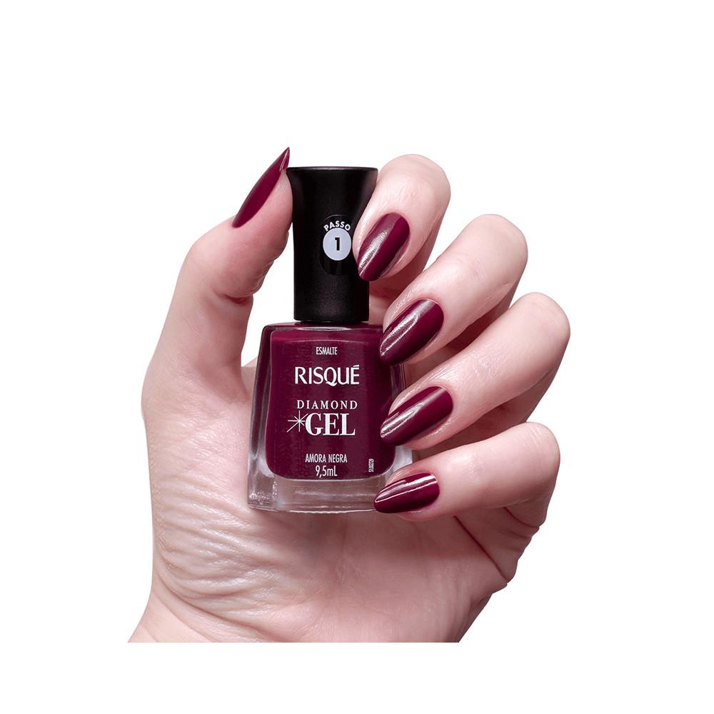 Esmalte Risqué Diamond Gel Amora Negra