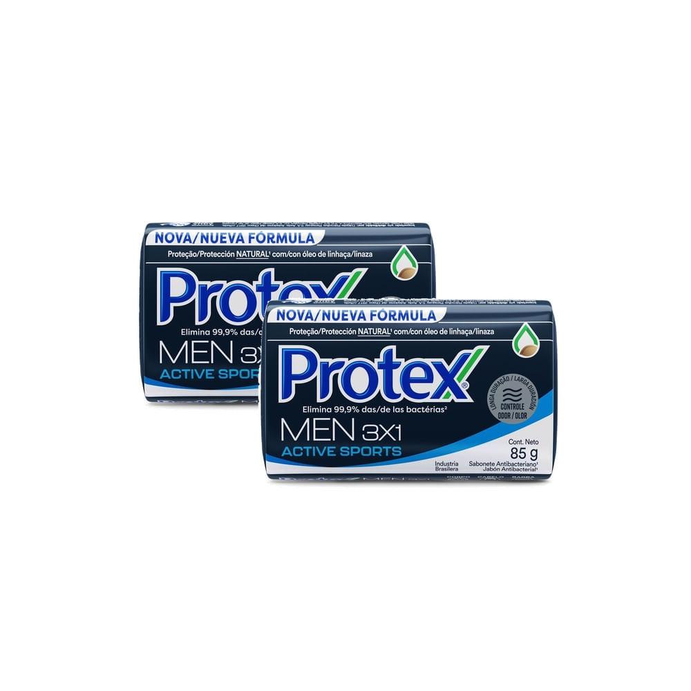 Kit 2 Sabonete Em Barra Protex Men Active Sports 85g