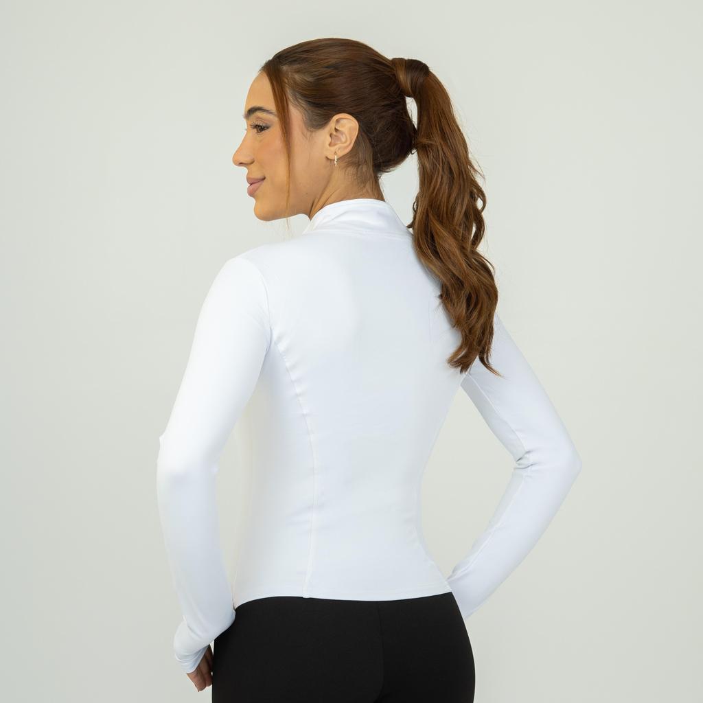 Jaqueta Fitness Poliamida Premium Zíper Fura Dedão Modelo Casaco Slim Pilates Academia