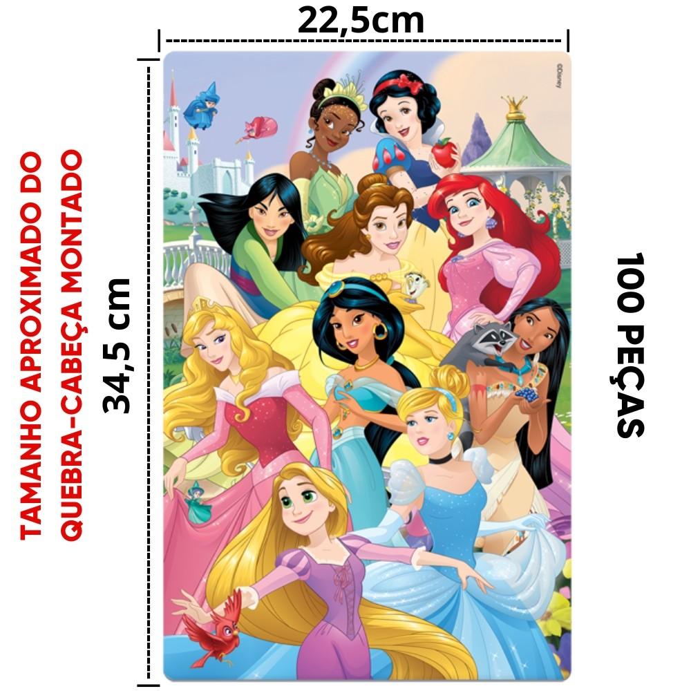 Quebra Cabeça Metalizado Princesas Disney 100 Peças Toyster Puzzle Desenho Crianças Meninas Infantil