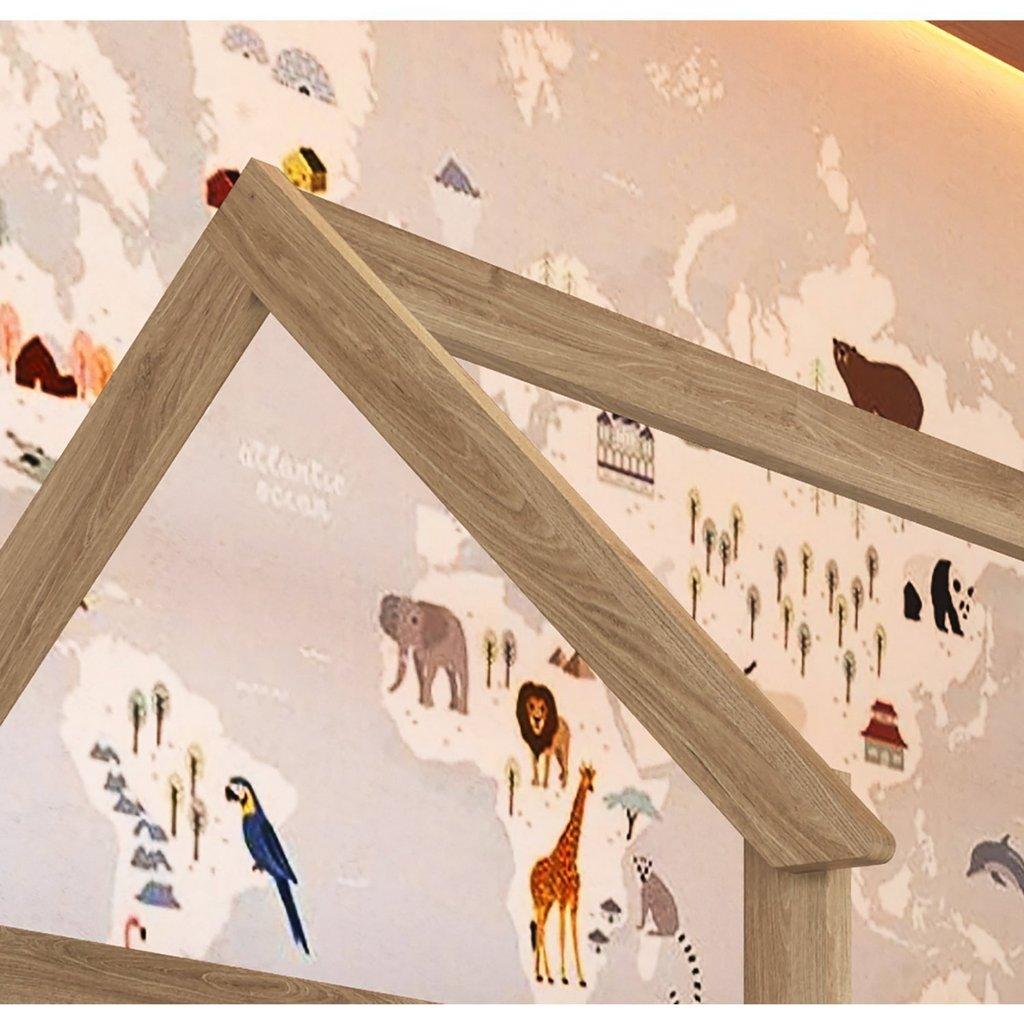 Cama Infantil Montessoriana Com Cama Auxiliar Aveiro Oak/branco