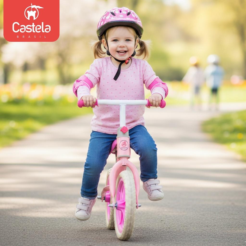 Bicicleta De Equilíbrio Sem Pedal Infantil Rosa Suporta 30kg - Castela