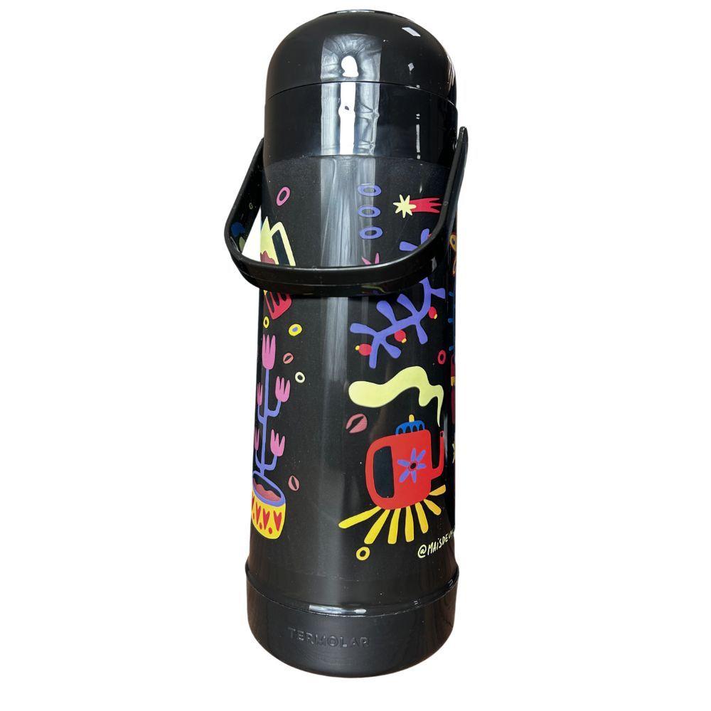 Garrafa De Café Térmica Termolar 1 Litro Magic Pump Decorada Florida 12H Quente Ampola De Vidro