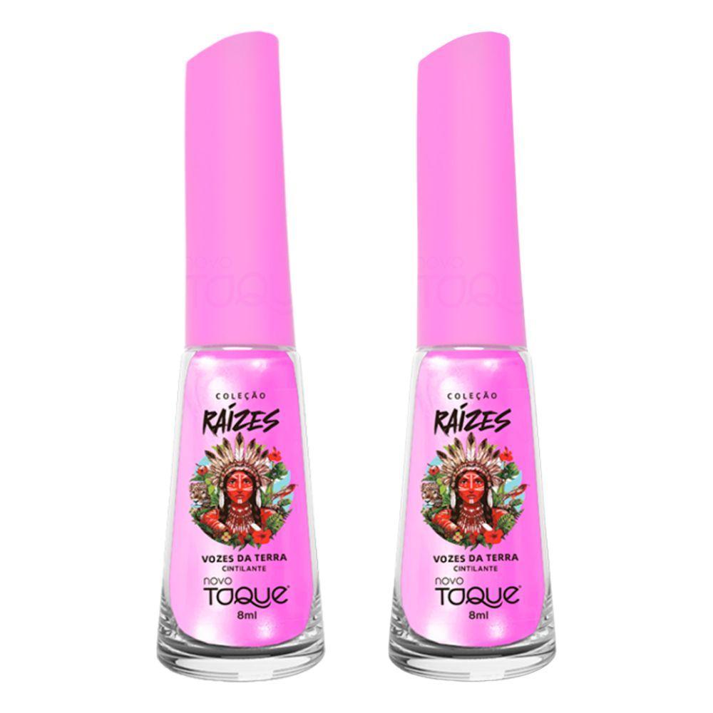Kit 2 Esmalte Novo Toque Raízes Cintilante Cor Vozes Da Terra 8ml