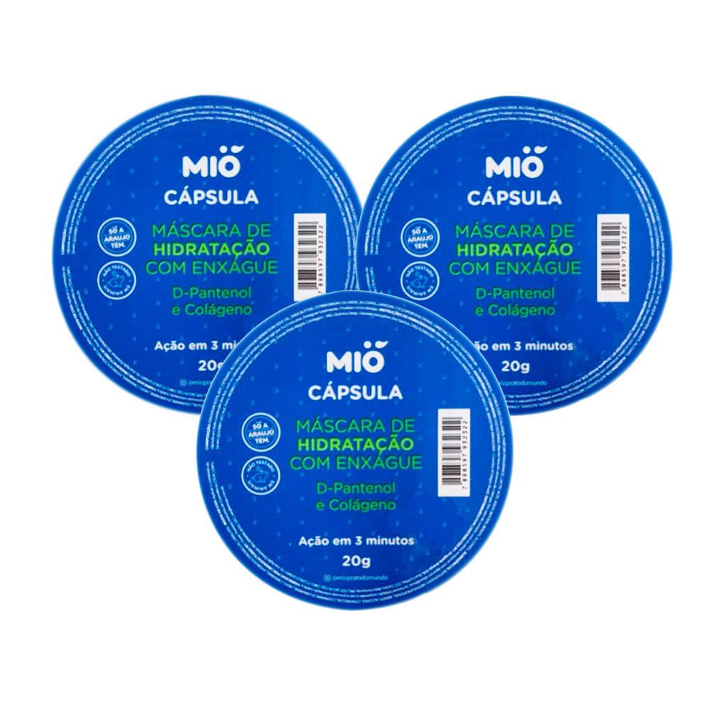 Kit 3 Máscara De Hidratação Capilar Mió D-pantenol E Colágeno Cápsula 20g