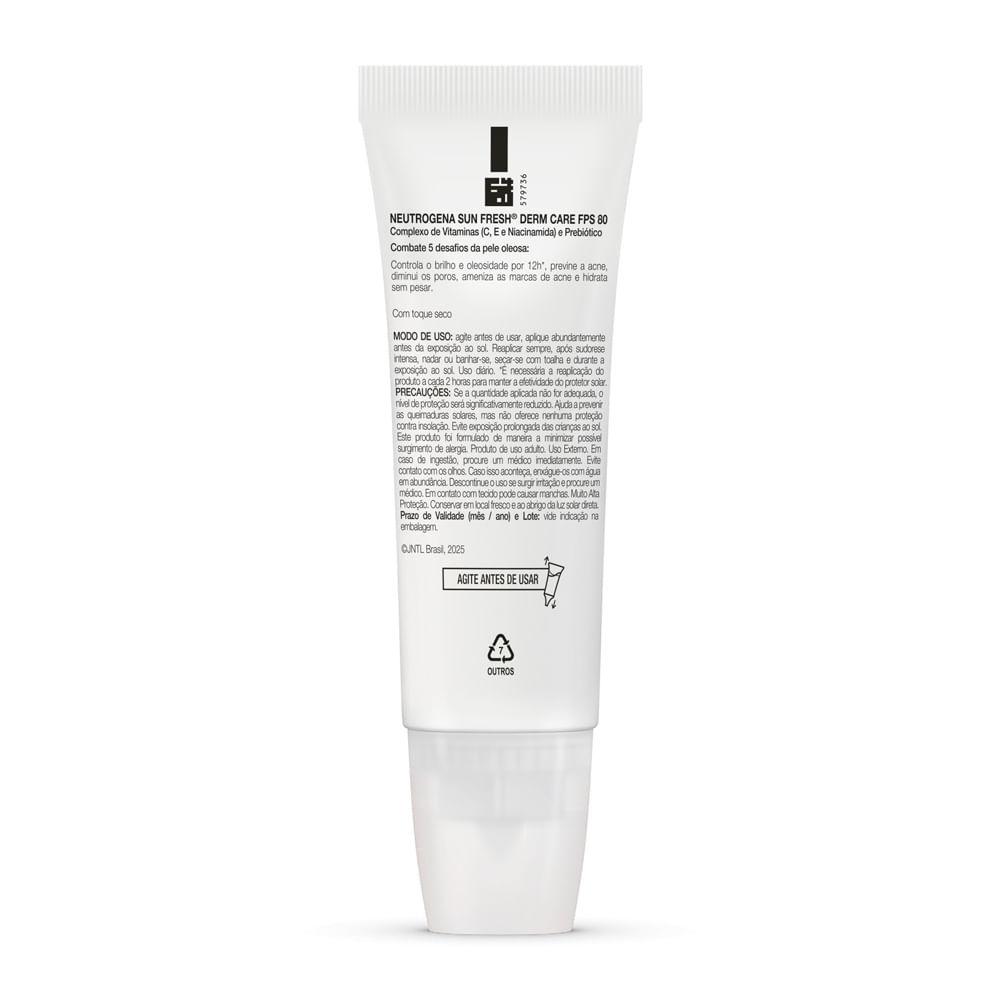 Protetor Solar Facial Neutrogena Sun Fresh Derm Care FPS 80 Oil Control Sem Cor 40ml
