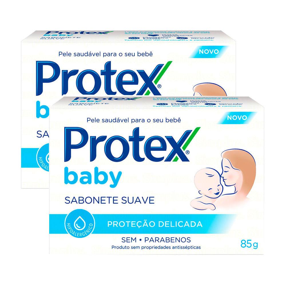 Kit 2 Sabonete Em Barra Protex Baby Proteção Delicada 85g