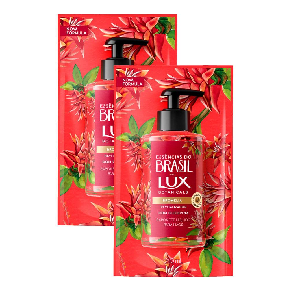 Kit 2 Sabonete Líquido Para Mãos Lux Essências Do Brasil Bromélia Refil 240ml