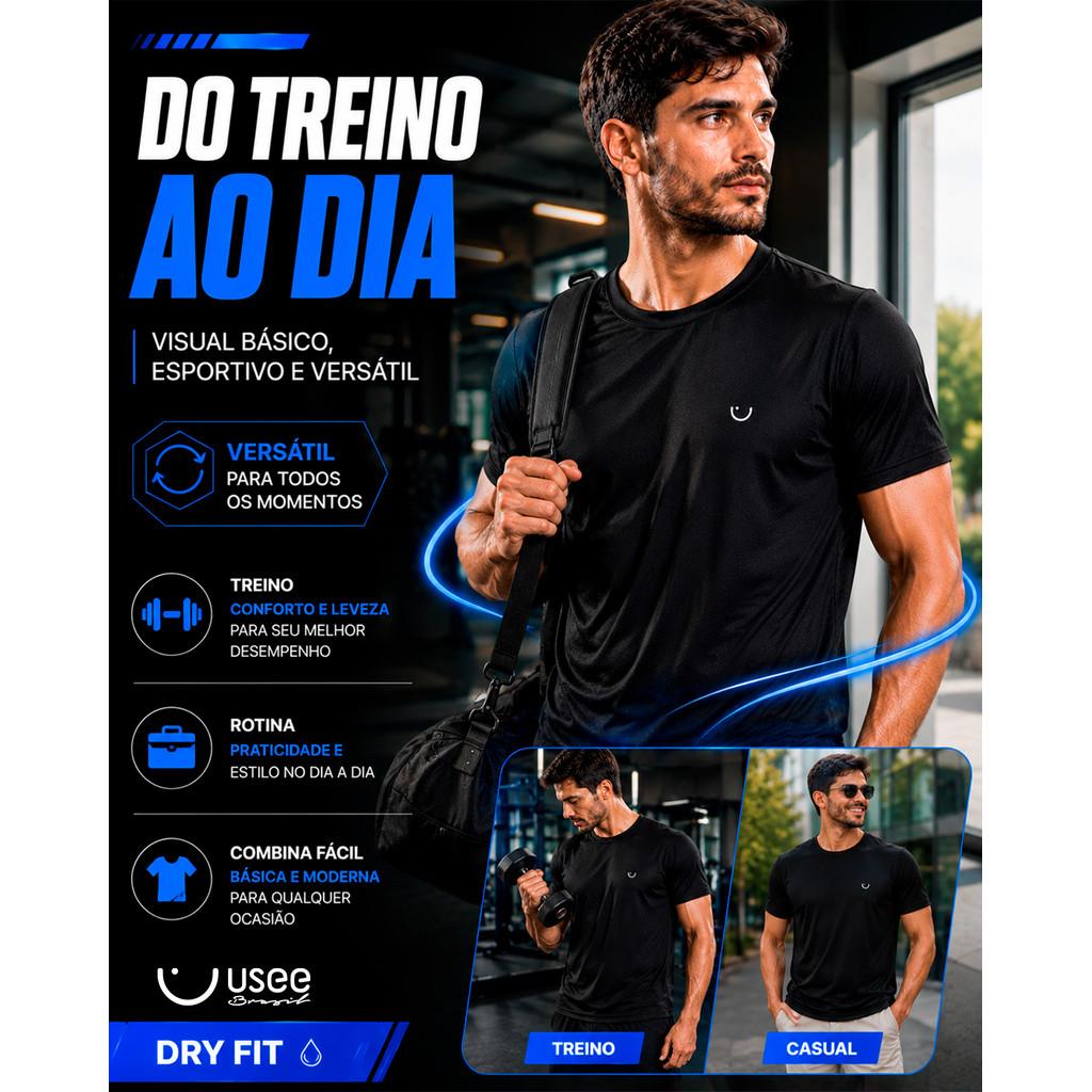 Camiseta Dry Fit Masculino Usee Brasil Camisa Academia Corrida Camiseta Esportiva Proteção Uv