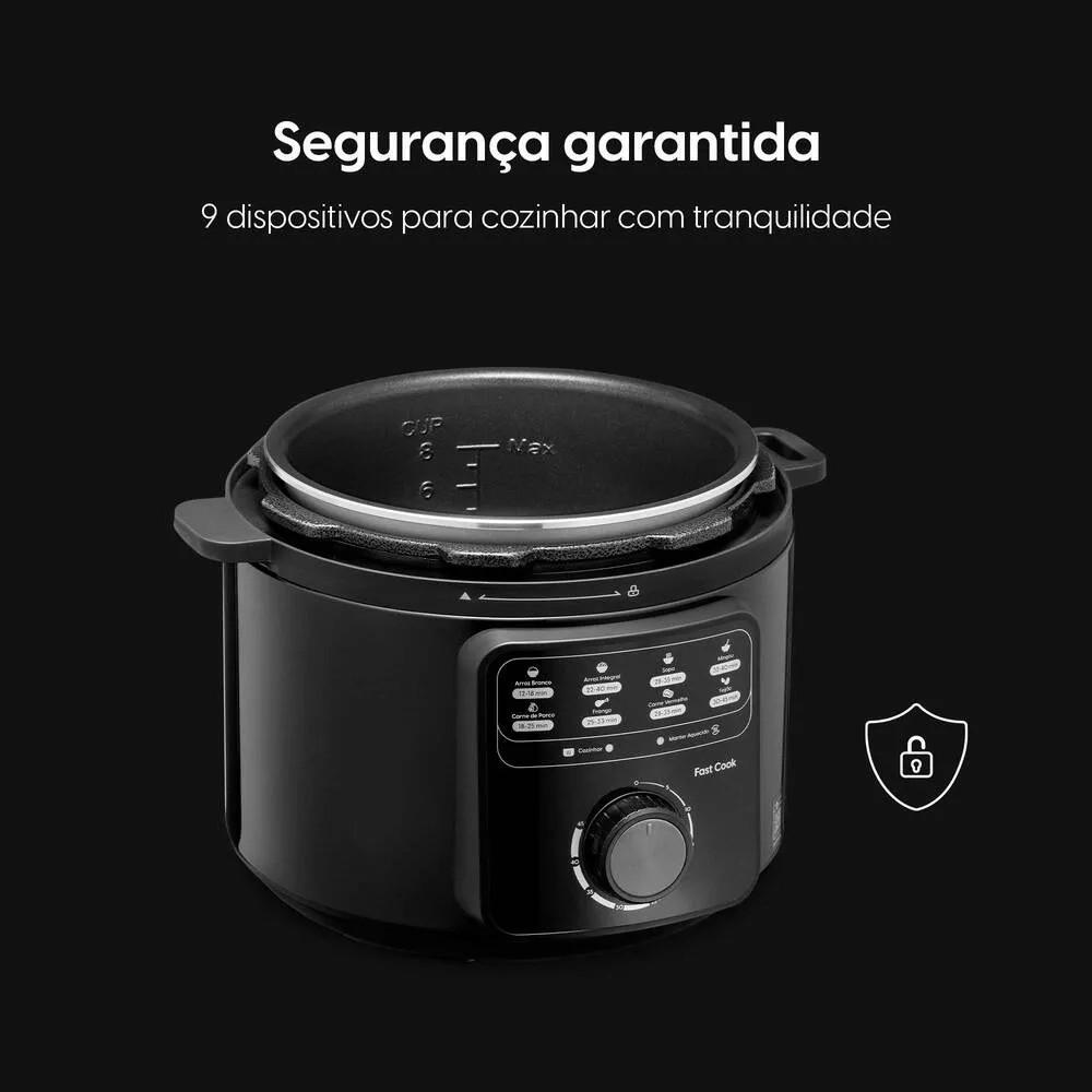 Panela De Pressão Elétrica 4L 900w Fast Cook Elgin Preta