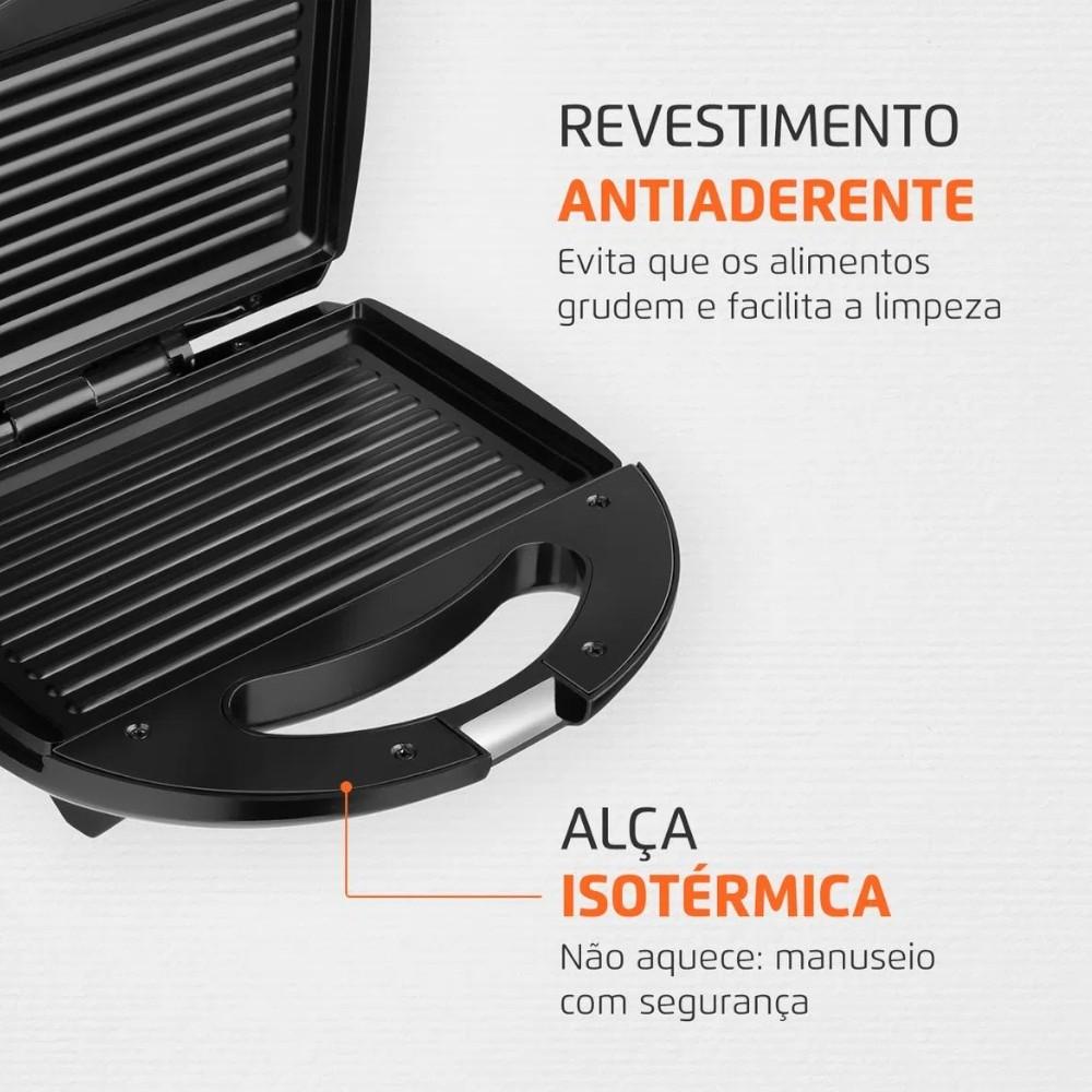 Sanduicheira Grill Antiaderente 750 Watts Preta - S-12 - Mondial