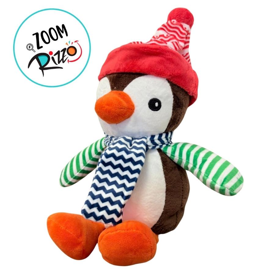 Pinguim De Pelúcia - Cachecol E Touca - 16x22x12cm - 1 Unidade - Rizzo