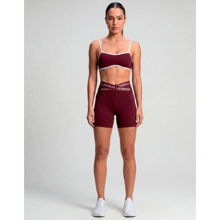 Short Fitness Cross Vinho Legbox Academia Treino Ginastica