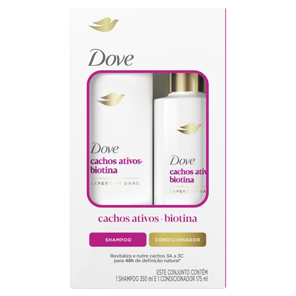 Kit Dove Cachos Ativos + Biotin Shampoo 350ml + Condicionador 175ml