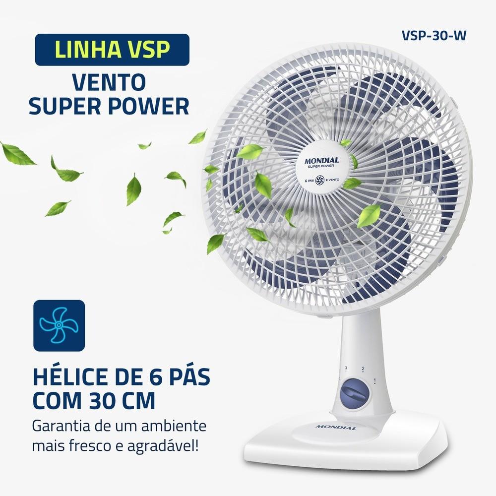 Kit 2 Ventiladores De Mesa 30 Cm 6 Pás 3 Velocidades Super Power Vsp-30-w Mondial