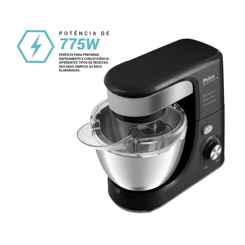 Batedeira Planetária Philco 775W 3 Batedores Preta Pbp770pi