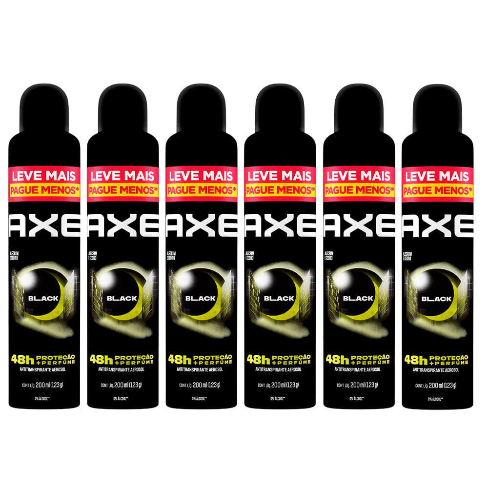 Kit Desodorante Body Spray Aerosol Axe Black 200ml - 6 Unidades