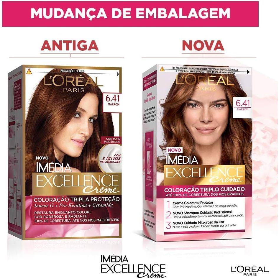 Kit Tintura Imédia Excellence L Oréal Marrom 6.41