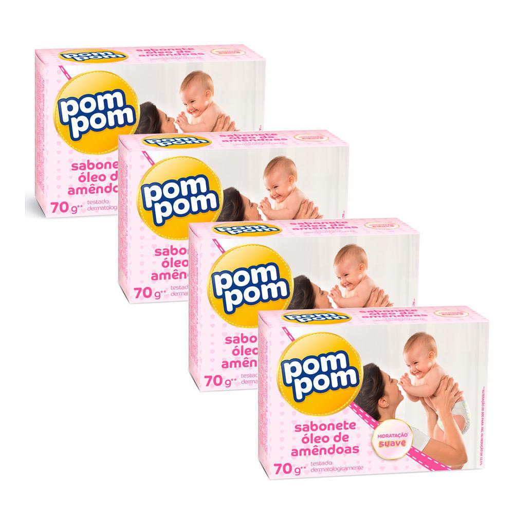 Kit 4 Sabonete Infantil Pom Óleo De Amêndoas 70g