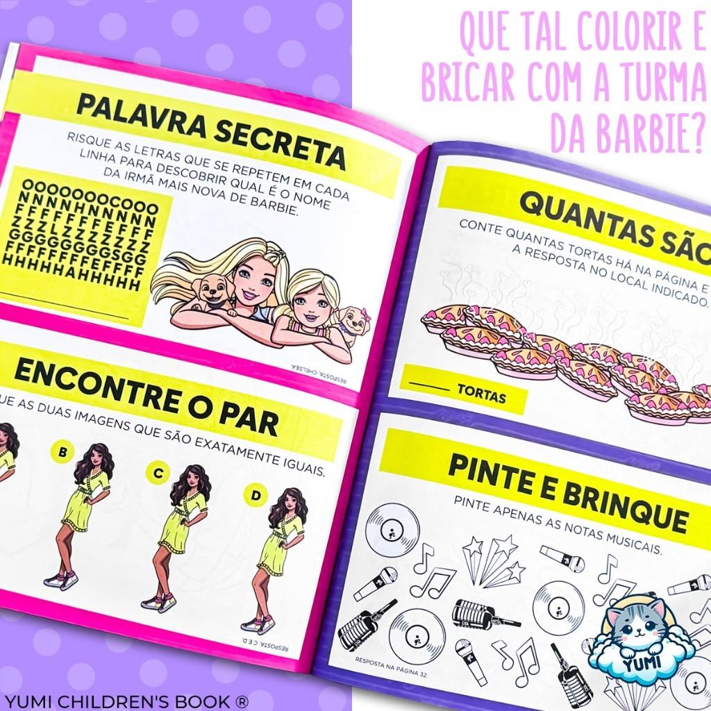 Livro Infantil Educativo Barbie Mais De 1000 Adesivos Atividades E Desenhos Colorir