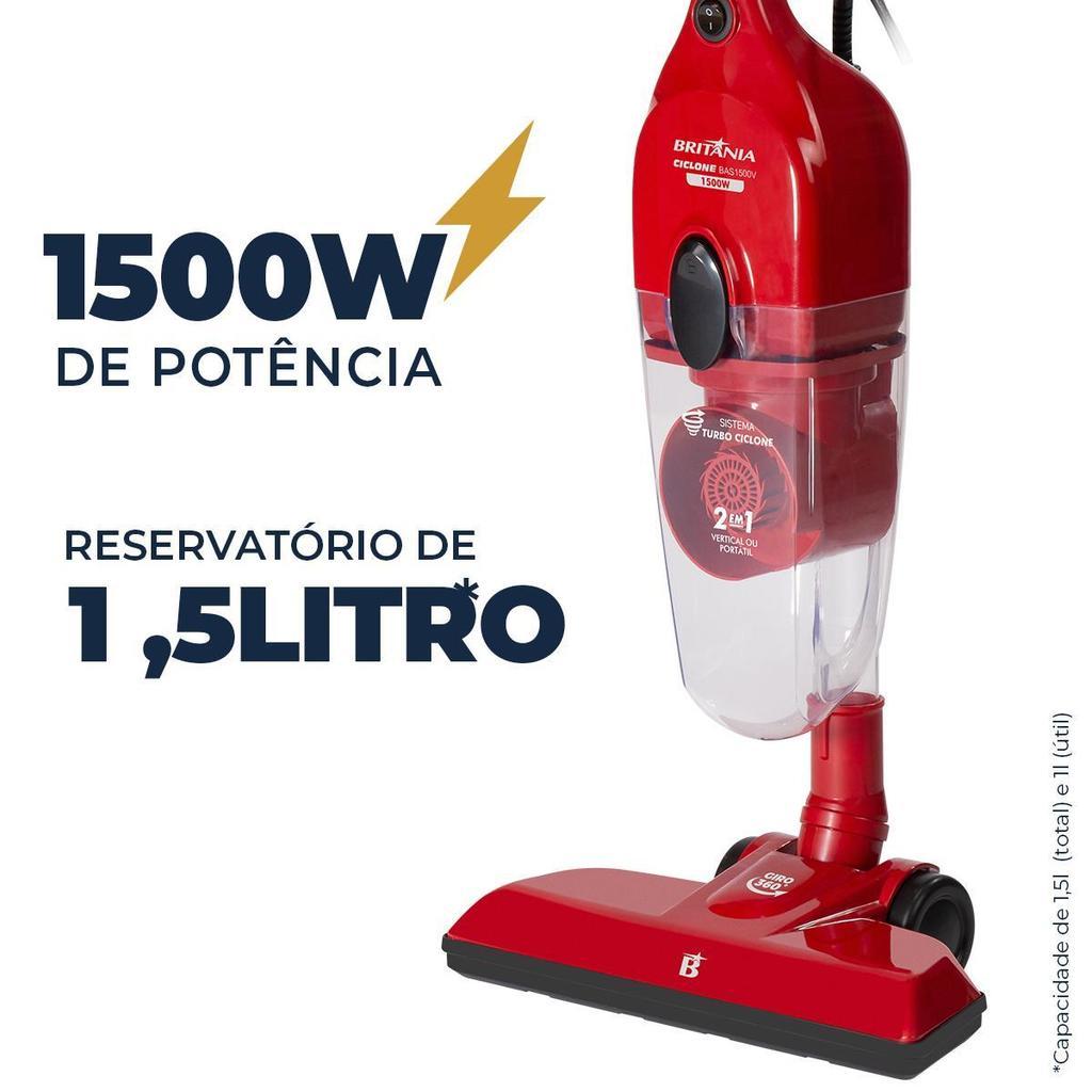 Aspirador De Pó Vertical Britânia Filtro Ciclone 1500w Bas1500v