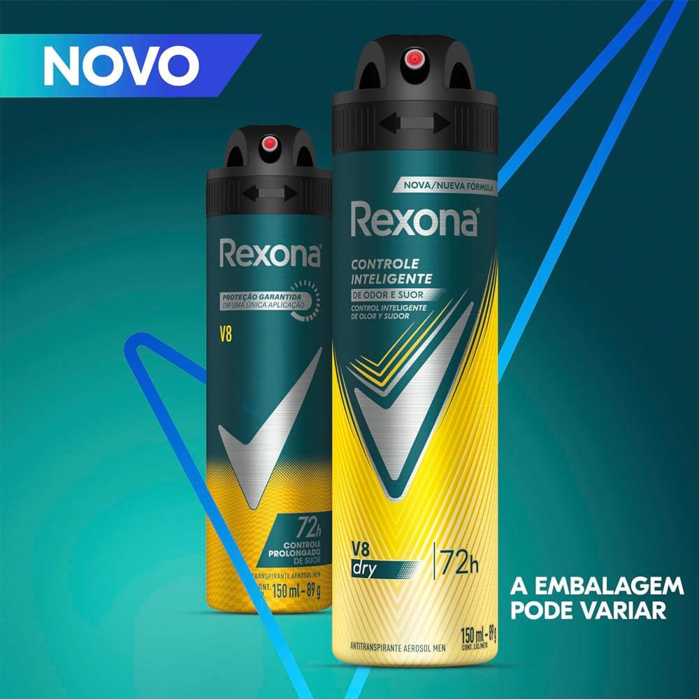 Kit Desodorante Aerosol Rexona V8 Amarelo 150ml - 4 Unidades