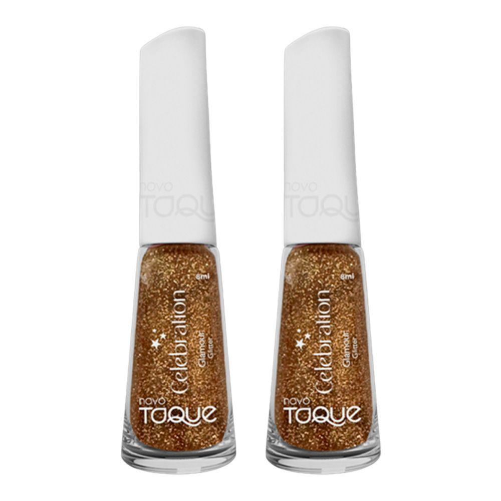 Kit 2 Esmalte Novo Toque Celebration Glitter Cor Glamour 8ml