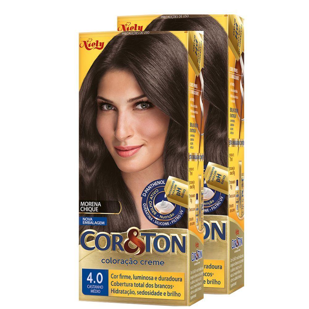 Kit 2 Coloração Niely Cor Ton Castanho Médio 4.0