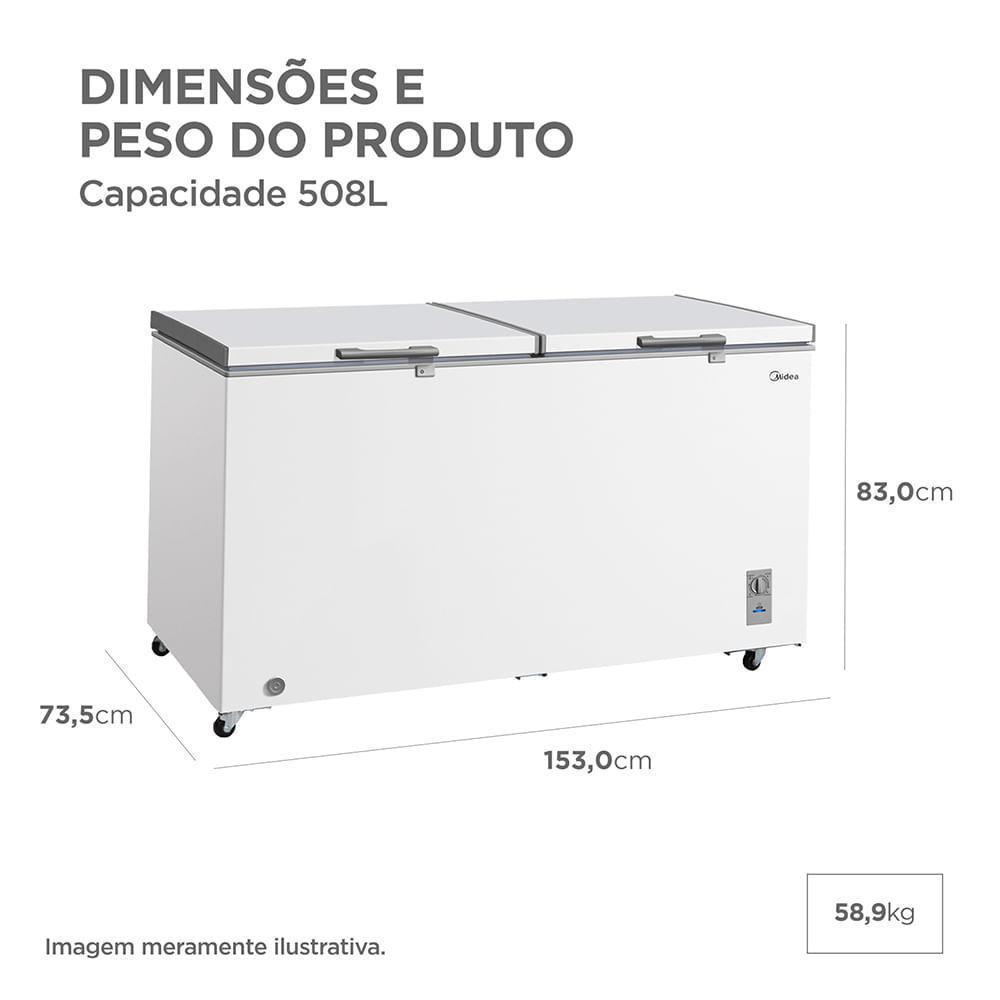 Freezer Horizontal 2 Portas 508L Branco Inverter Bivolt Midea