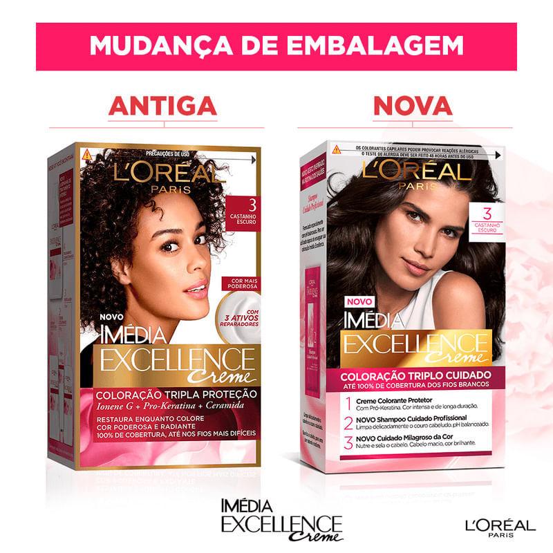 Kit Tintura Imédia Excellence L Oréal Castanho Escuro 3
