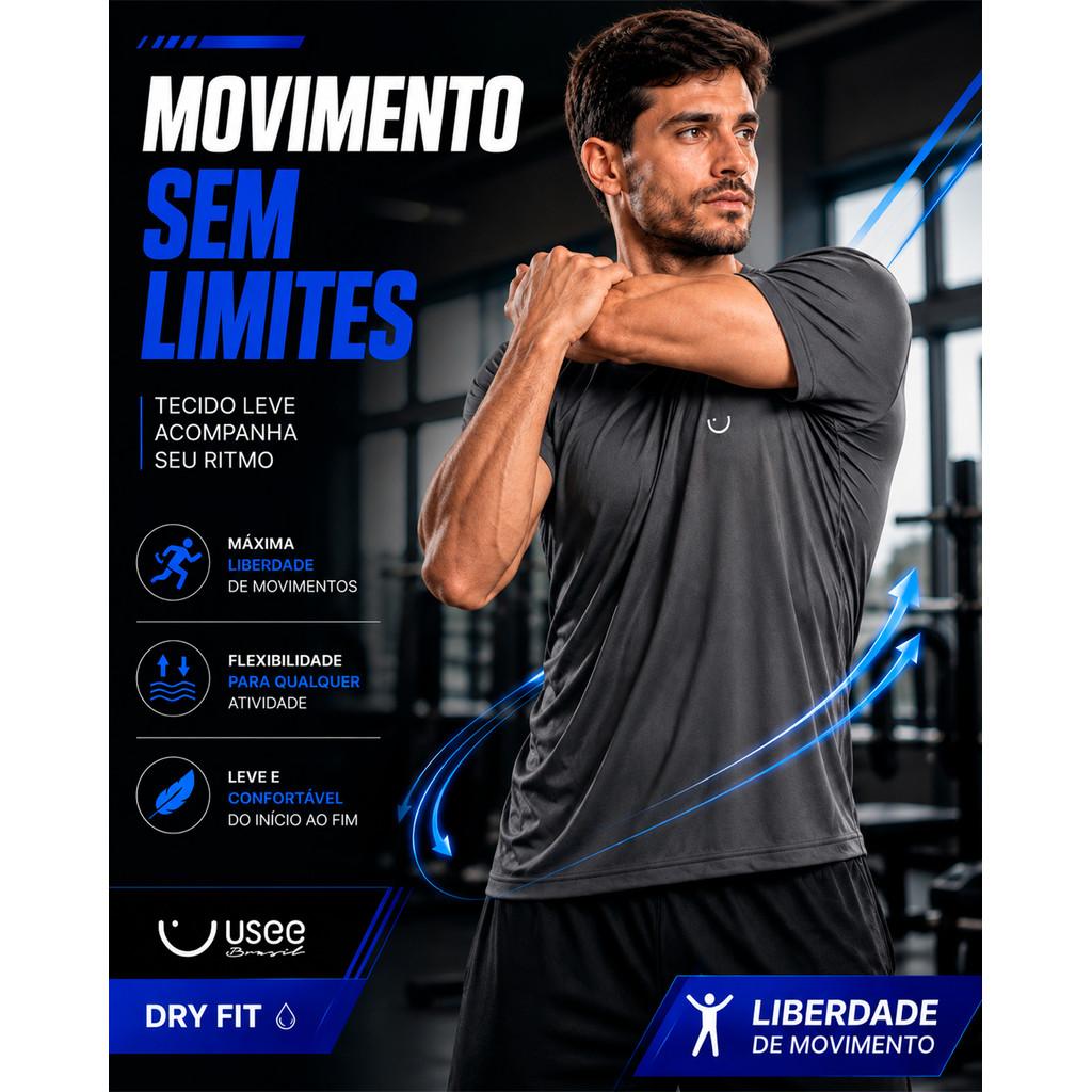 Camiseta Dry Fit Masculino Camisa Academia Fitness Camisa Esportiva Masculina Treino Usee Brasil