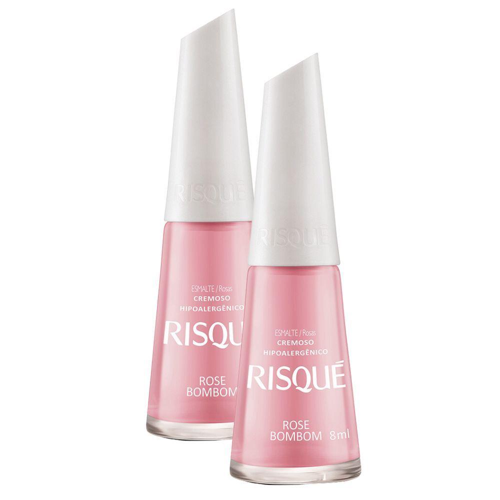 Kit 2 Esmalte Risqué Cor Rose Bombom Hipoalergênico Com 8ml