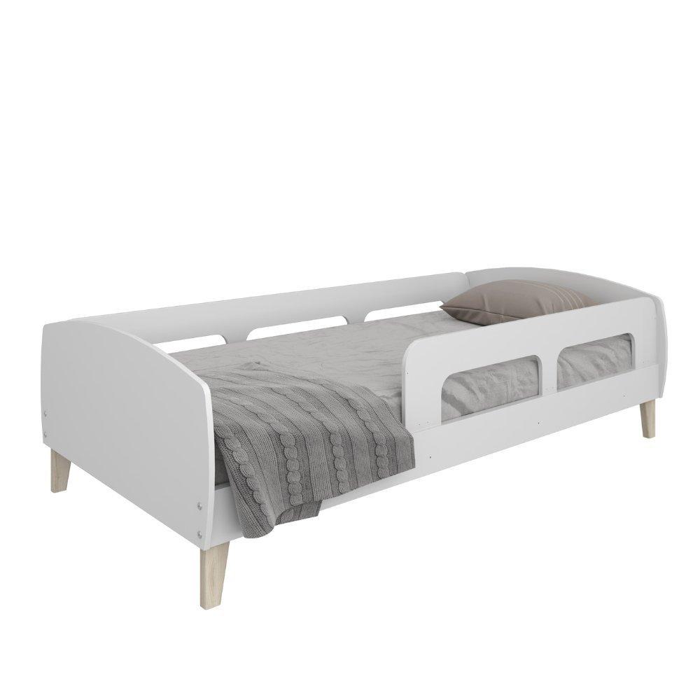 Cama Montessoriana Solteiro Jardim Com Protecao Branco