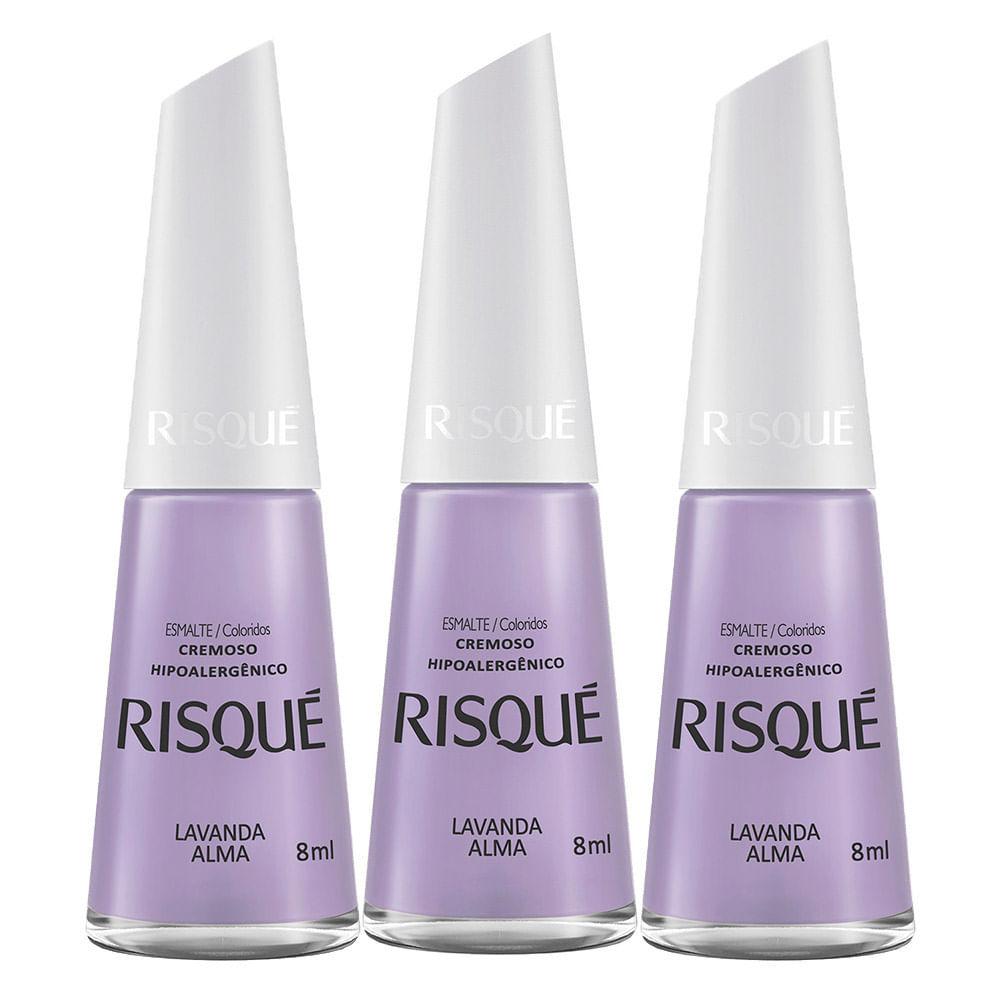 Kit 3 Esmalte Risqué Colorido Cremoso Lavanda Alma 8ml