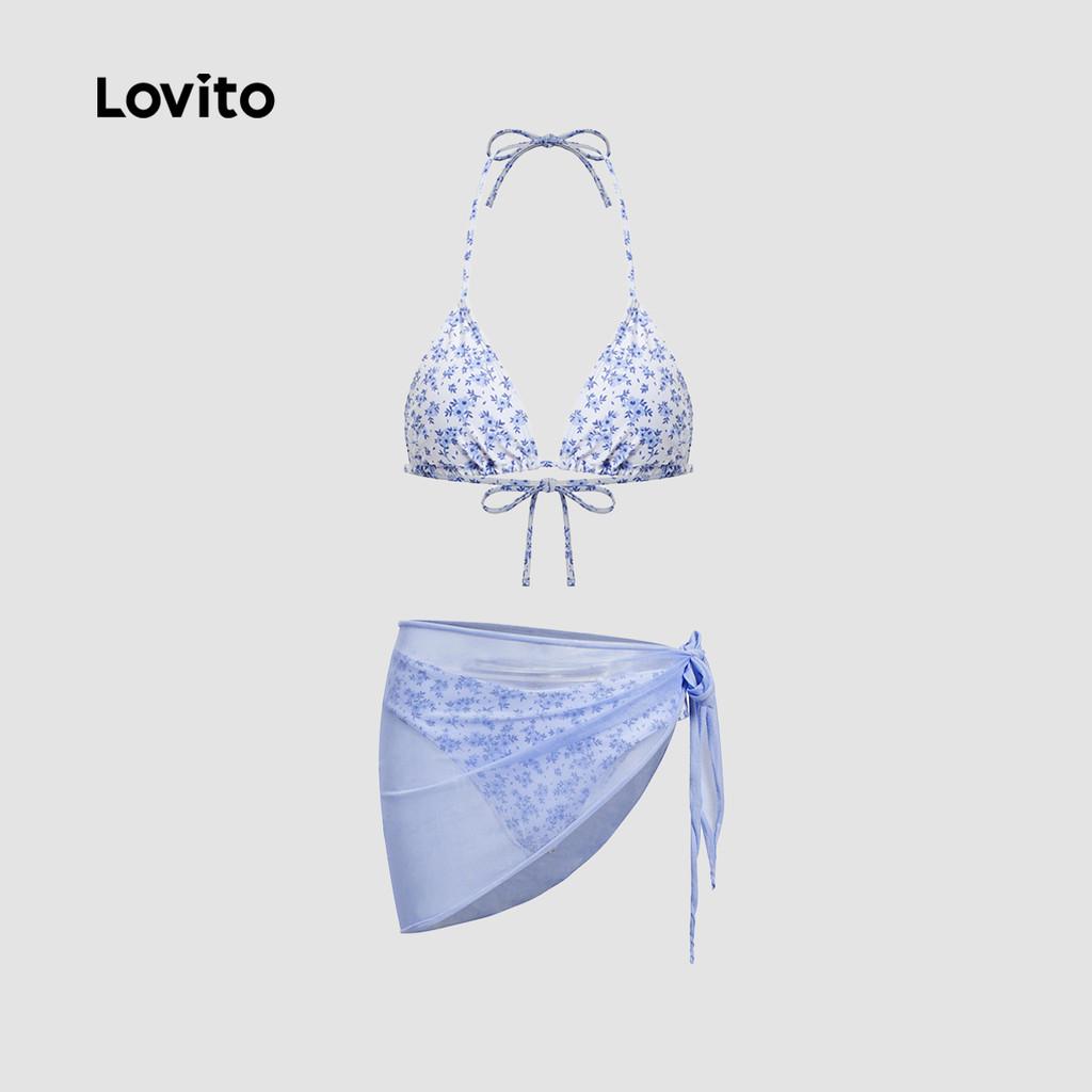 Lovito Férias Conjuntos De Biquíni Ditsy Floral Wrap Pattern Conjuntos De Biquíni