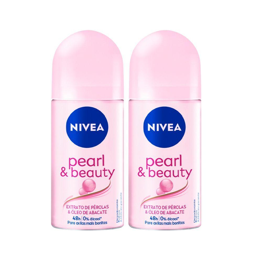 Kit 2 Desodorante Antitranspirante Nivea Roll On Pearl Beauty 50ml
