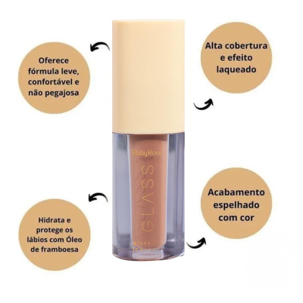 Gloss Labial BG01 Glass Laqueado Ruby Rose 3ML