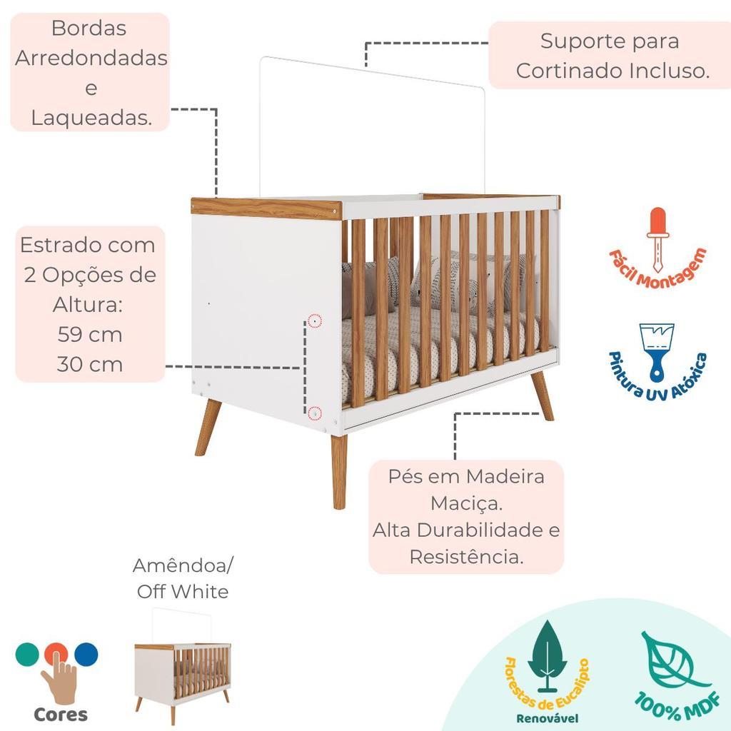 Berço Americano 3 Em 1 Mini Cama Mini Sofá 100 Mdf Pé Palito