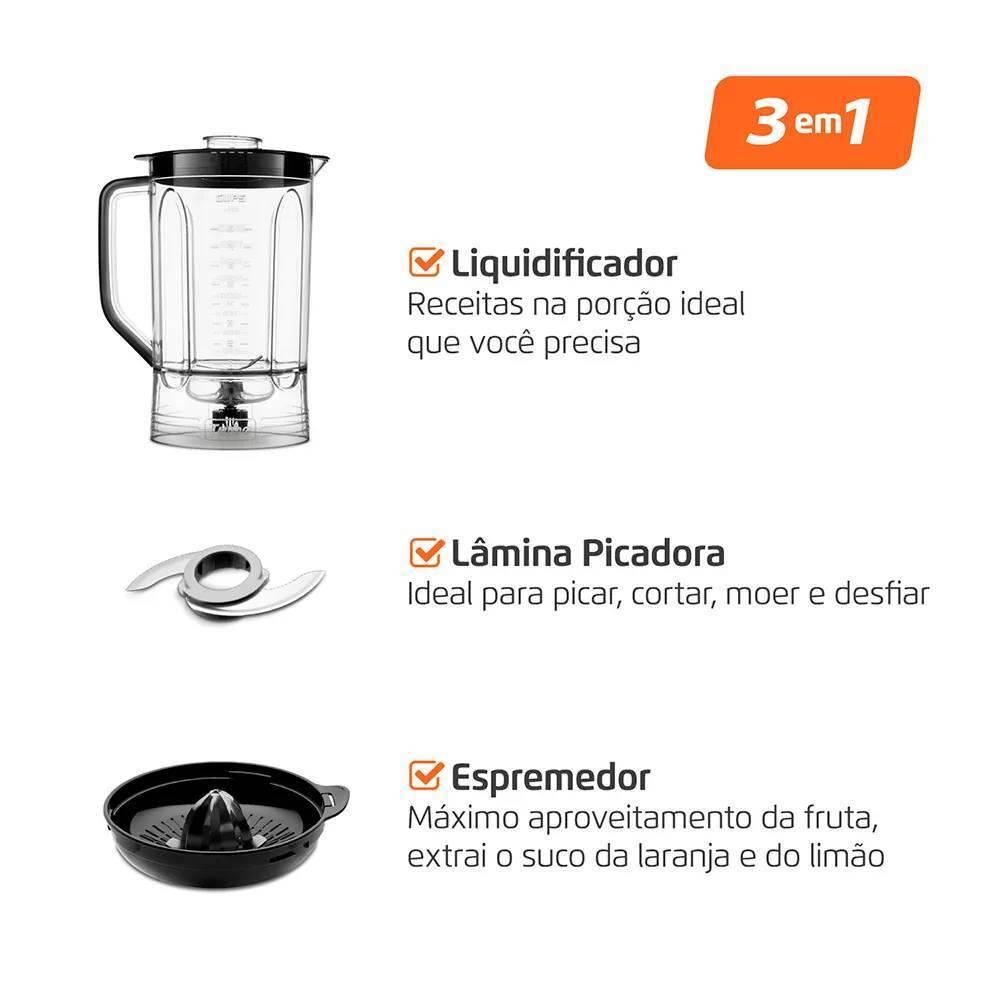 Multiprocessador De Alimentos 1.000w 3 Em 1 Turbo Chef - Mpn-02-be - Mondial