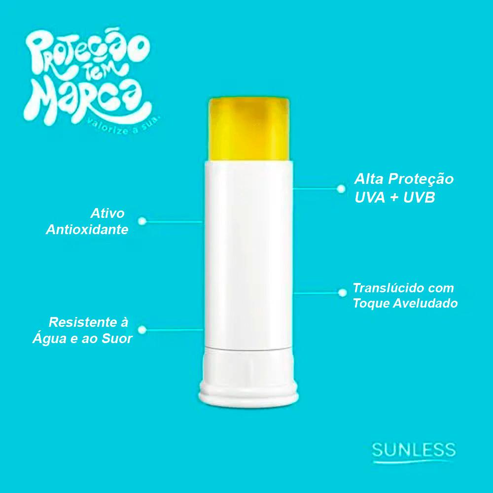 Protetor Solar Facial Sunless Stick Fps50 Translúcido 12g
