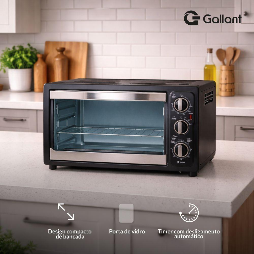 Forno Elétrico Bancada Gallant Com Timer 28L Preto 220V Gfo28em2a-pt220