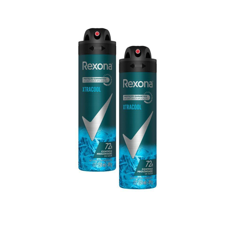 Kit 2 Desodorante Rexona Men Xtracool Aerosol Antitranspirante 72h Controle Prolongado 150ml