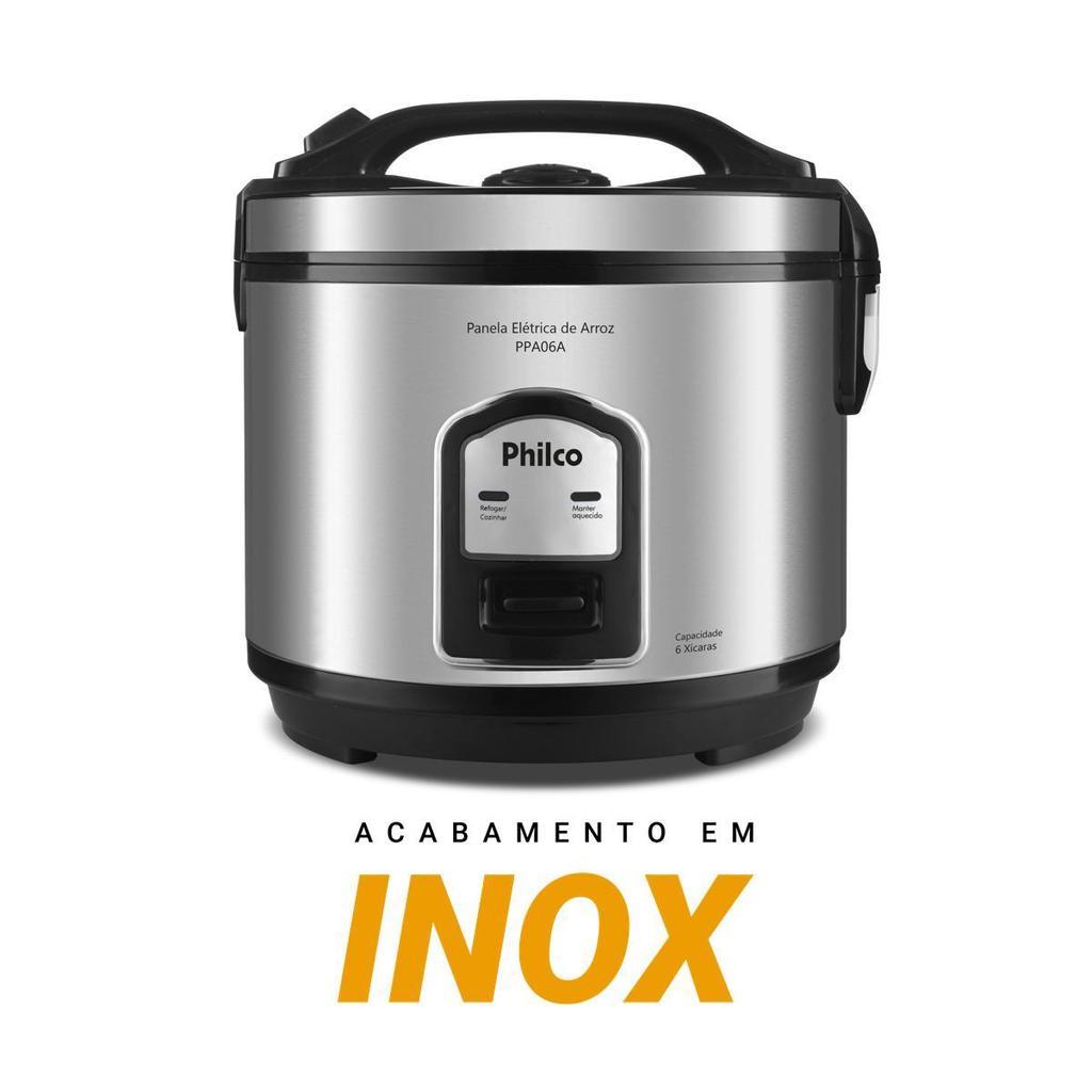 Panela De Arroz Elétrica Philco 6 Xícaras Inox 400W Ppa06a