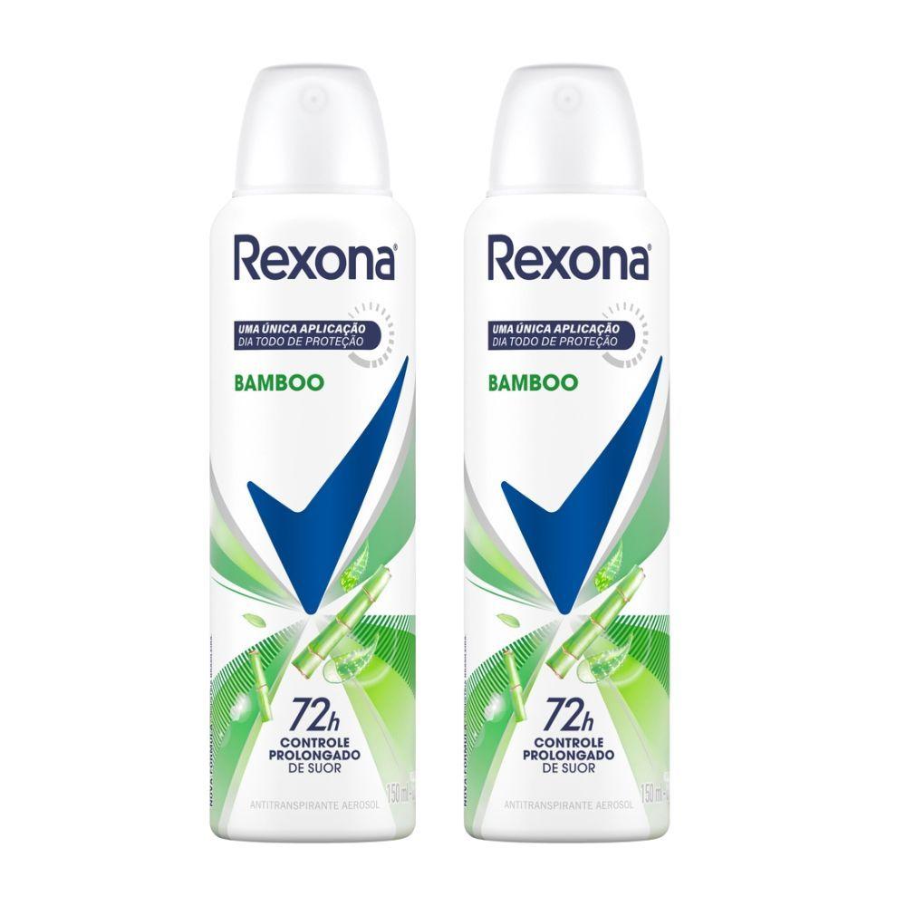 Kit 2 Desodorante Antitranspirante Aerosol Feminino Rexona Bamboo 72 Horas 150ml