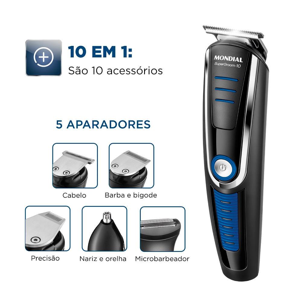 Aparador De Pelos 10 Em 1 Mondial Super Groom BG03 - Bivolt
