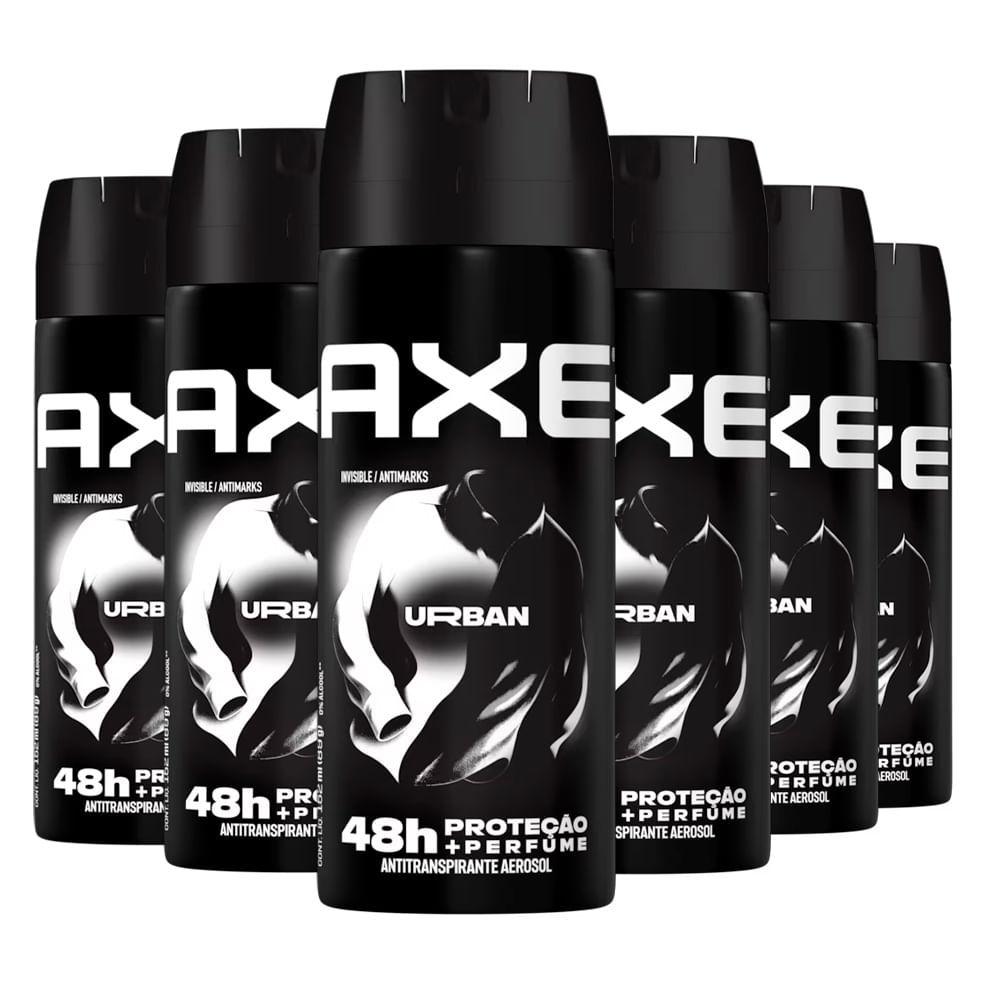 Kit Desodorante Antitranspirante Aerosol Masculino Axe Urban Anti Manchas 152ml/89g - 6 Unidades
