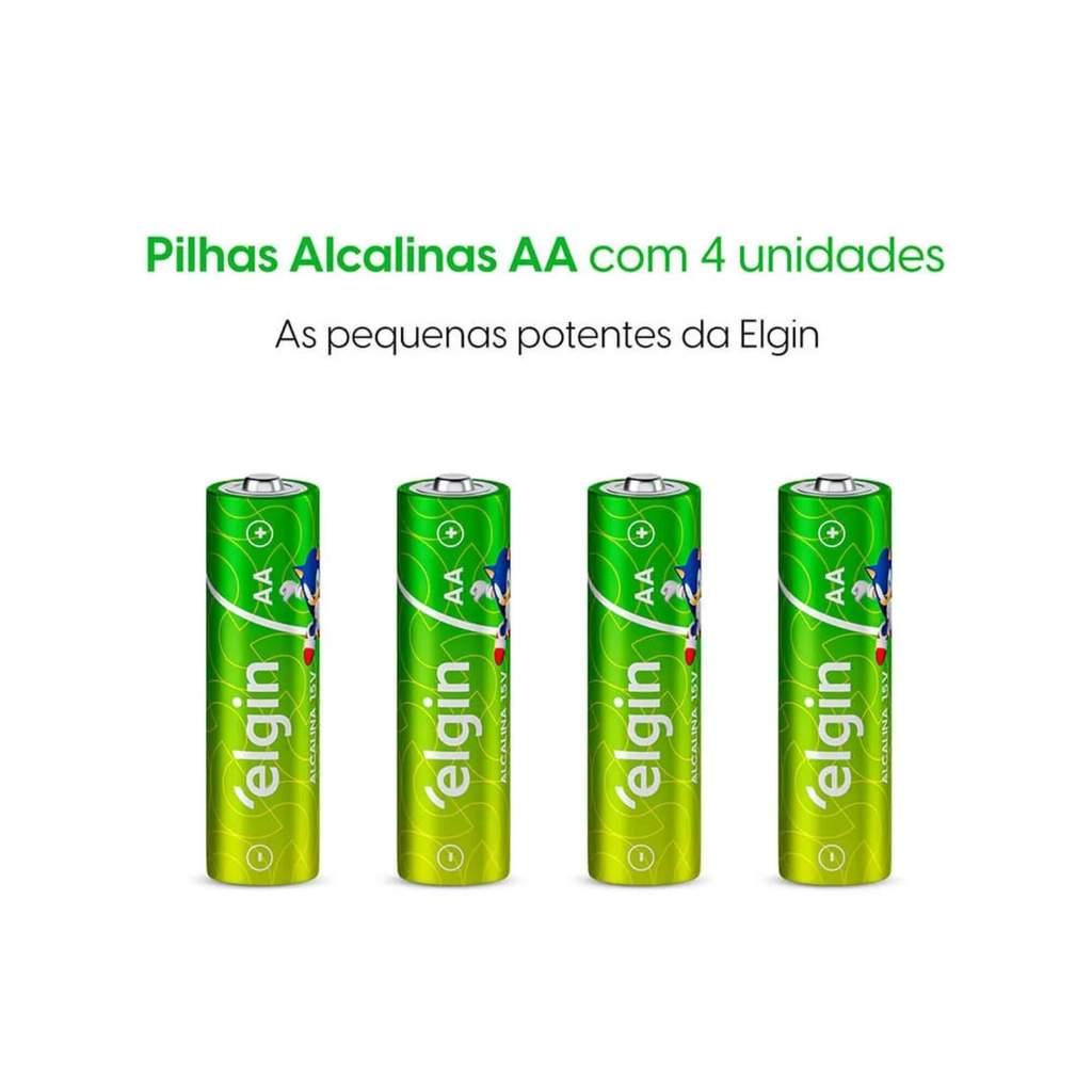 Kit 8 Unidades Pilhas Alcalinas Elgin - 4 Pilhas Aa Comum E 4 Pilhas Palito Aaa
