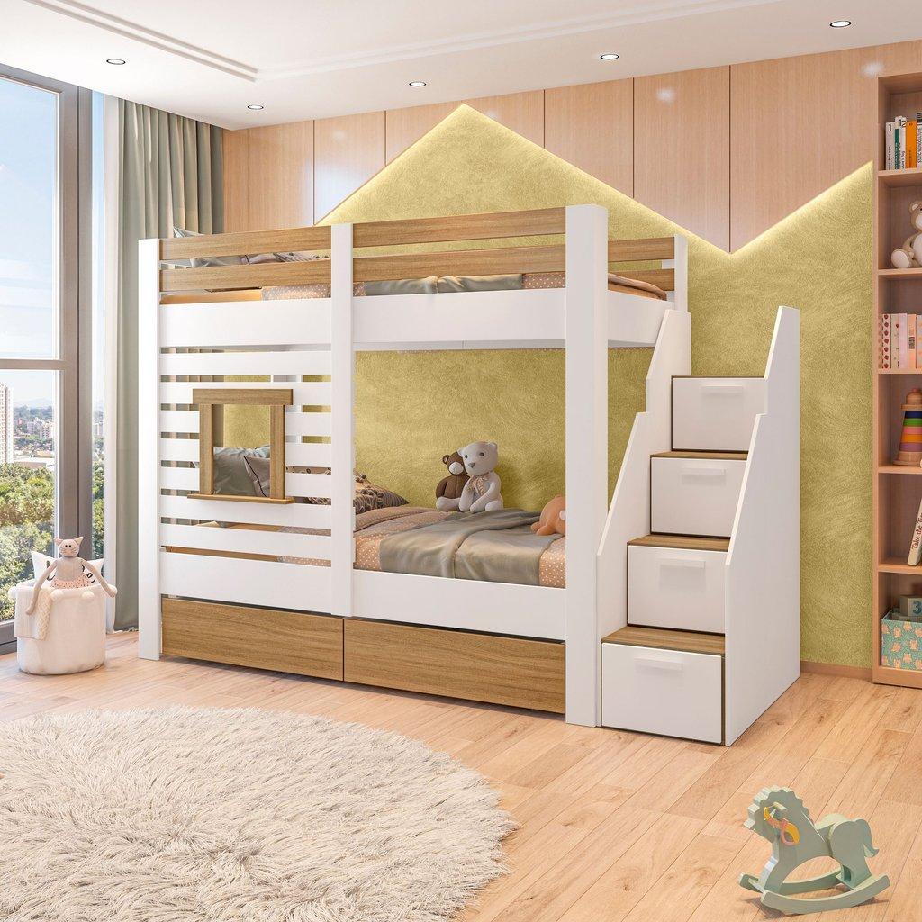 Beliche Infantil Star PLUS Com Janela Casatema Madeiraoriginals Branco/montana