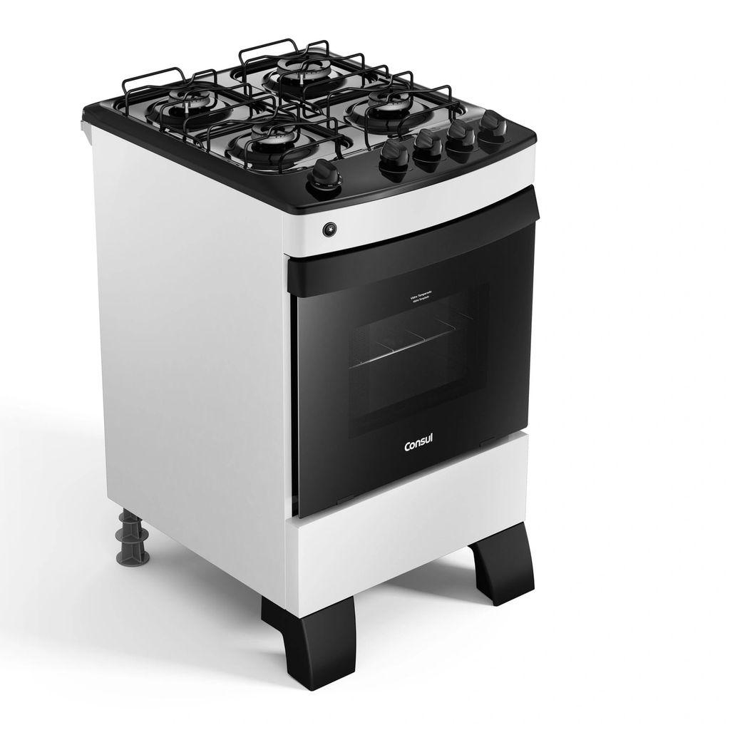Fogão 4 Bocas Branco Consul Com Economia De Gás E Mesa Esmaltada - Cfo4zab